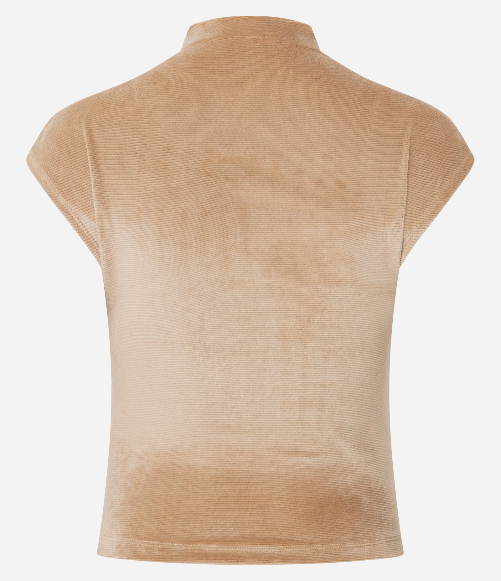 Blusa Ombro Caído em Veludo com Golinha Alta Bege 3