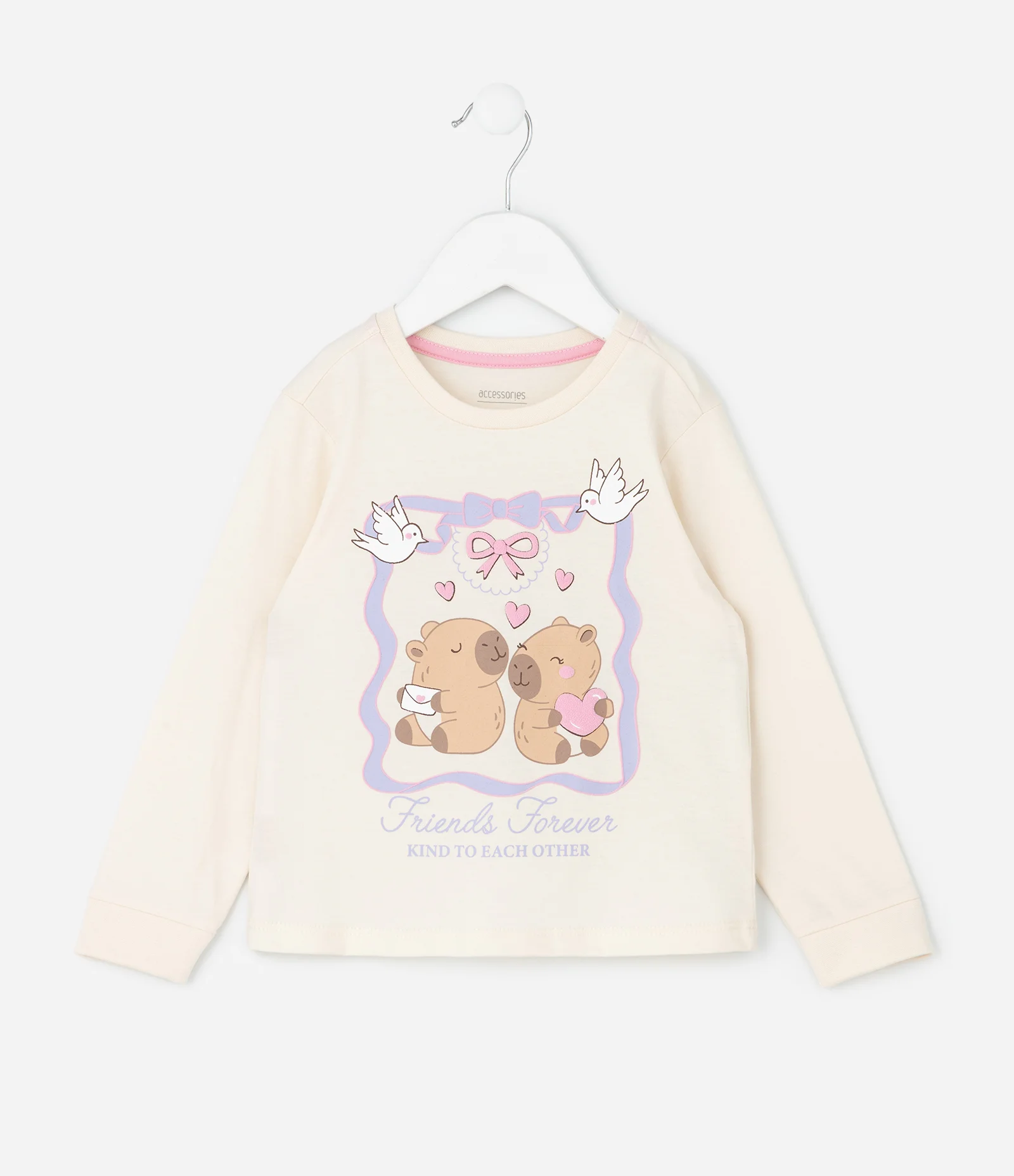 Pijama Infantil com Estampa Capivaras – Tam 2 a 6 Anos Bege/Rosa Clara 2