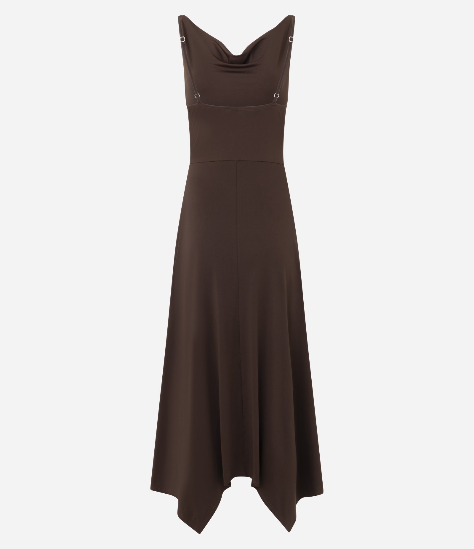 Vestido Midi com Decote Degagê e Tachas Marrom 4