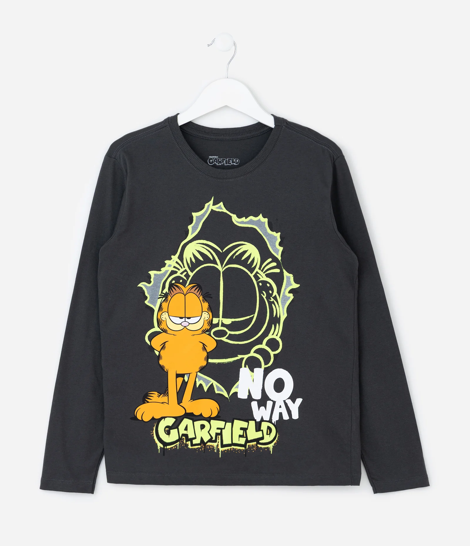 Camiseta Infantil com Estampa Garfield Neon – Tam 5 a 14 Anos Preto Fosco 1
