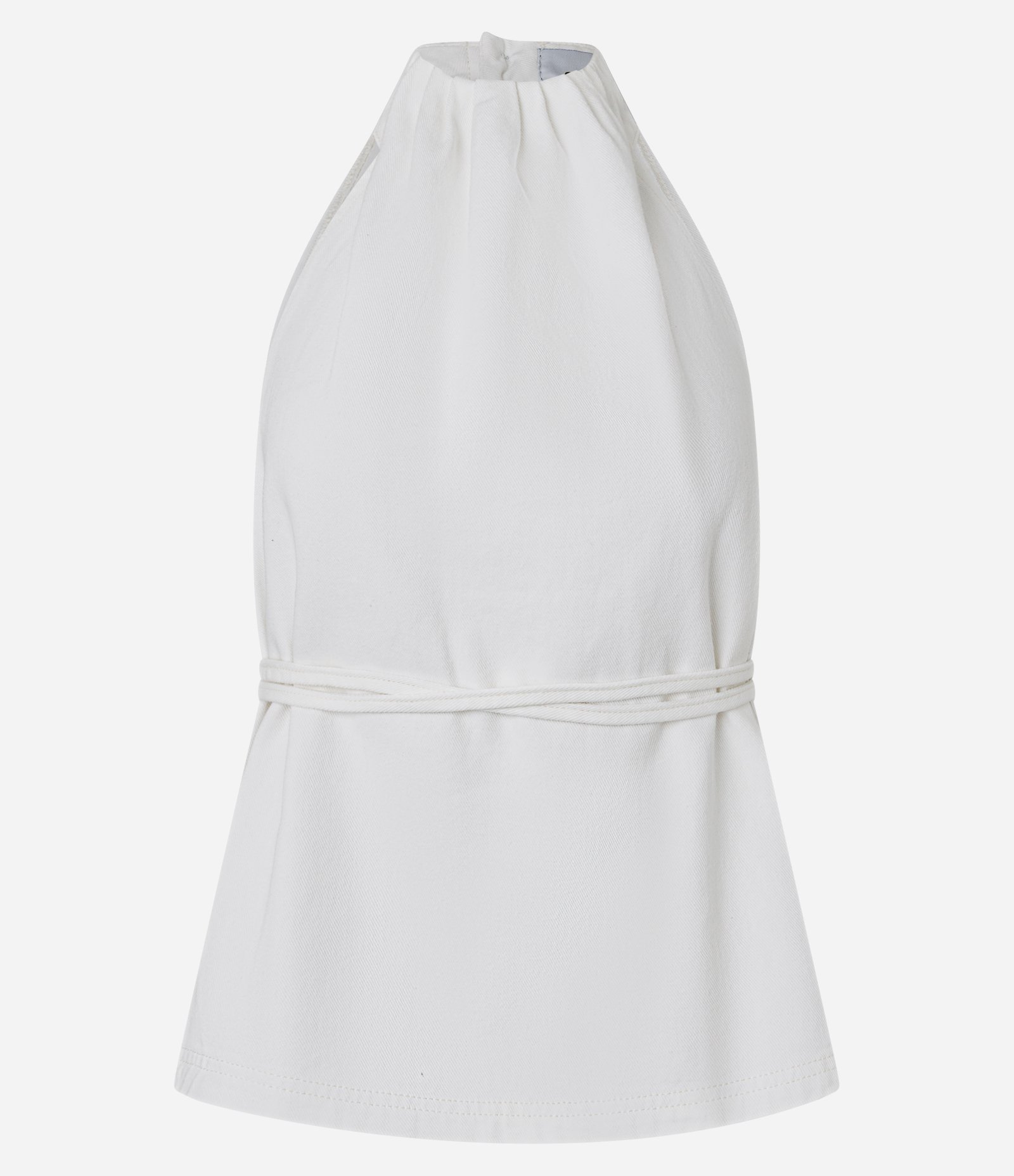 Blusa Frente Única em Sarja com Gola Halter Branco 5