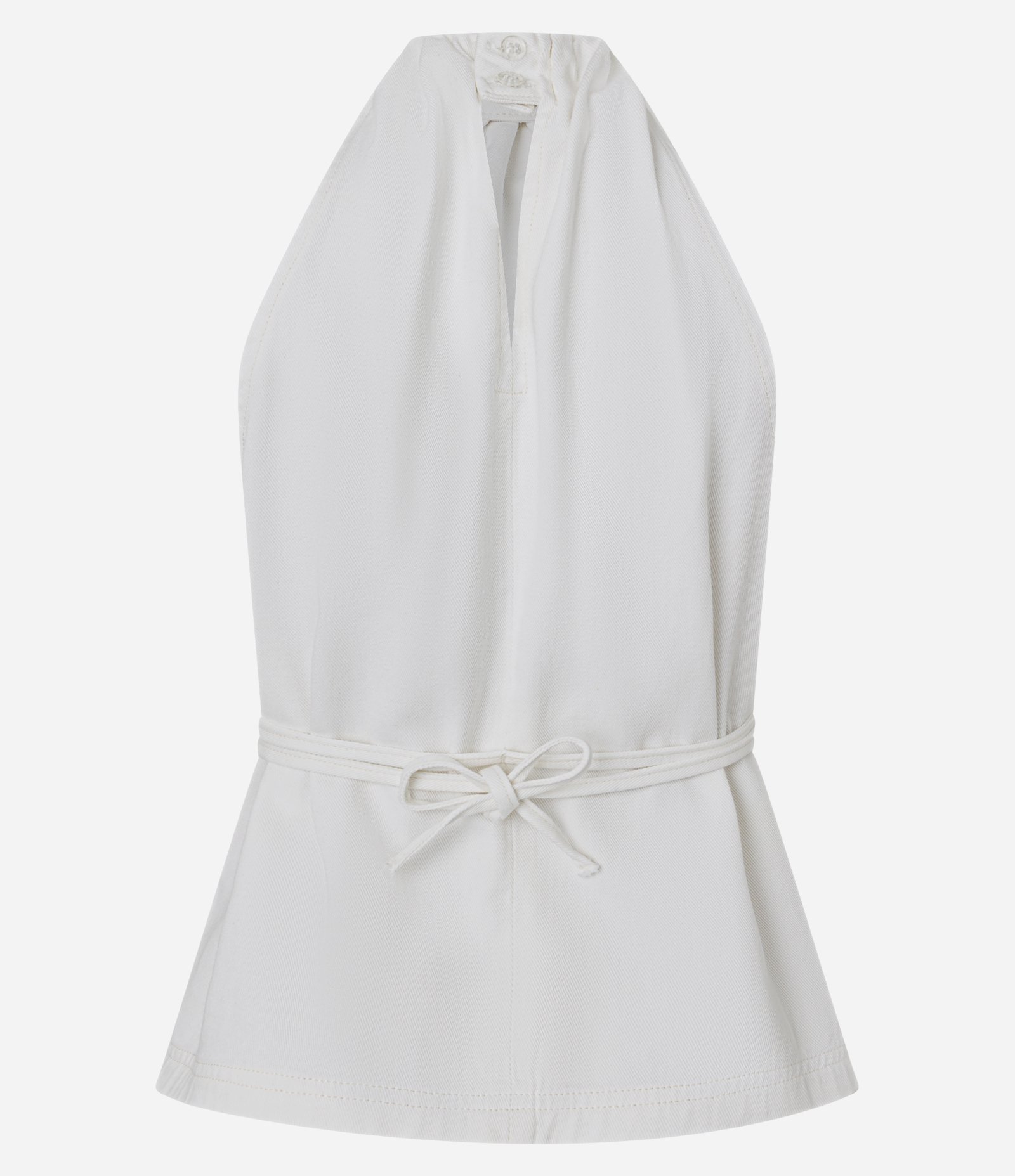 Blusa Frente Única em Sarja com Gola Halter Branco 6