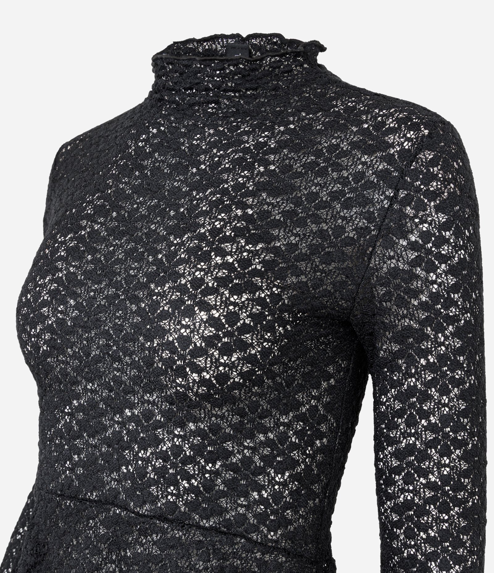 Blusa Peplum em Renda Floral Preto 6