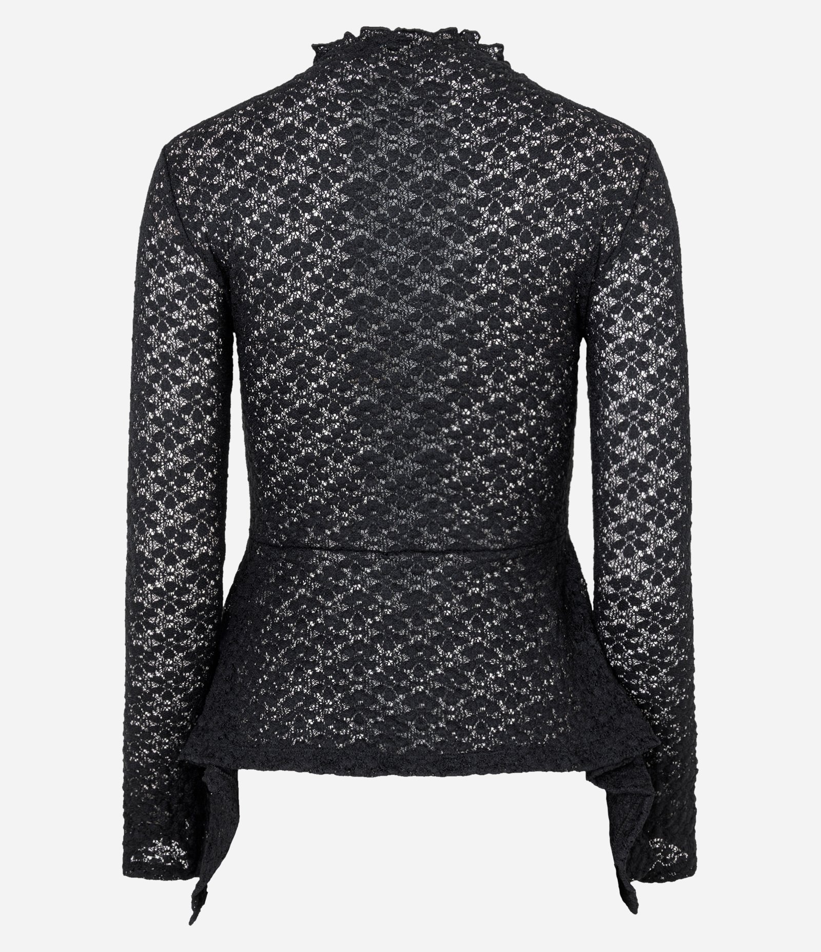 Blusa Peplum em Renda Floral Preto 7