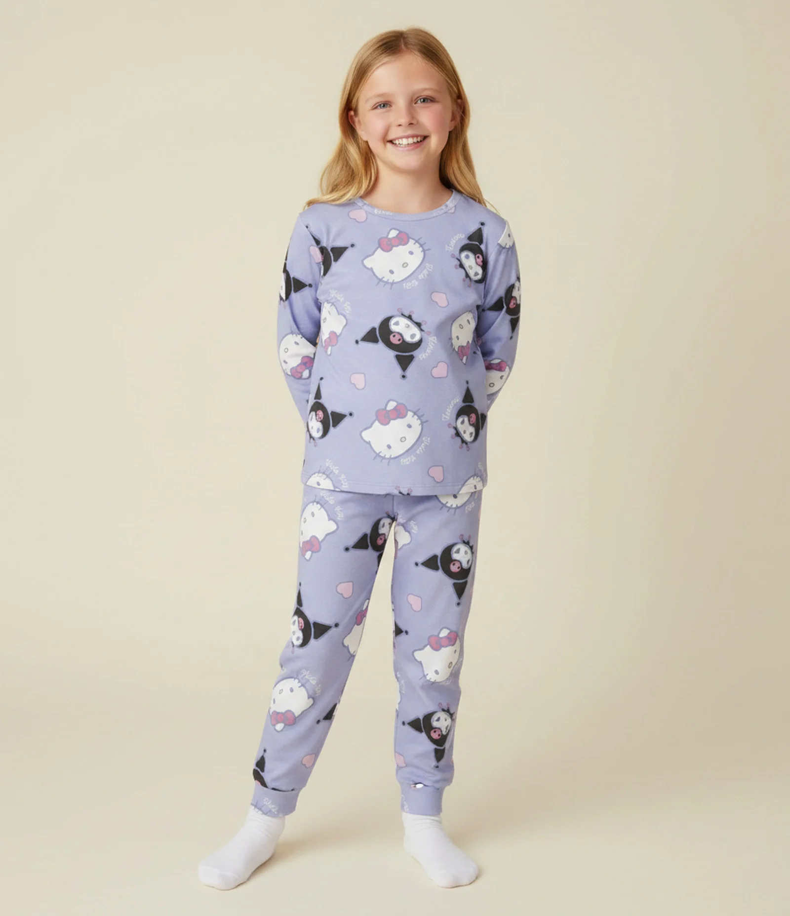 Pijama Longo Hello Kitty e Amigas - Tam 5 aos 14 Anos Azul 1