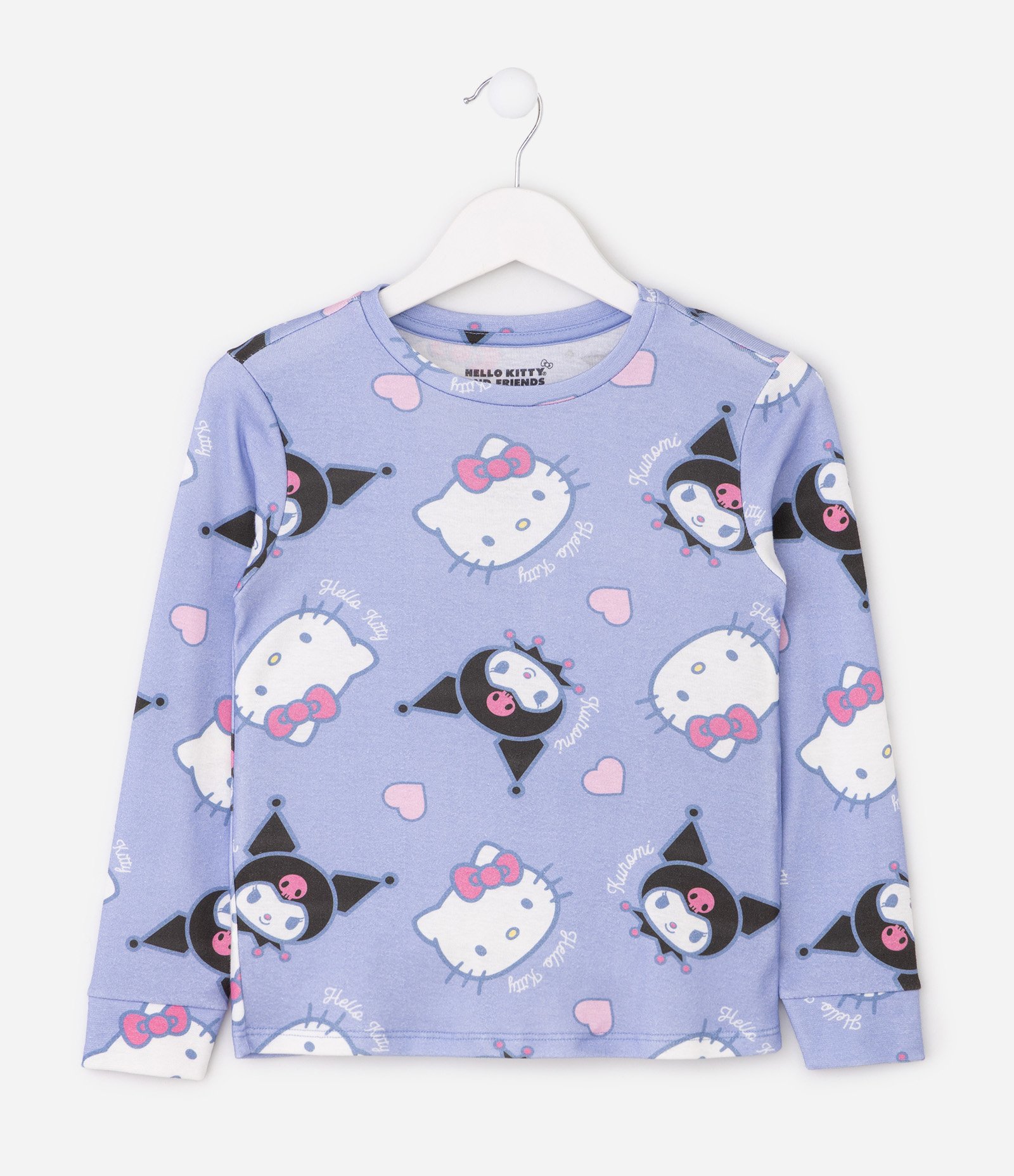 Pijama Longo Hello Kitty e Amigas - Tam 5 aos 14 Anos Azul 3