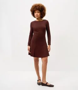 Vestido Curto em Ponto Roma Manga Longa