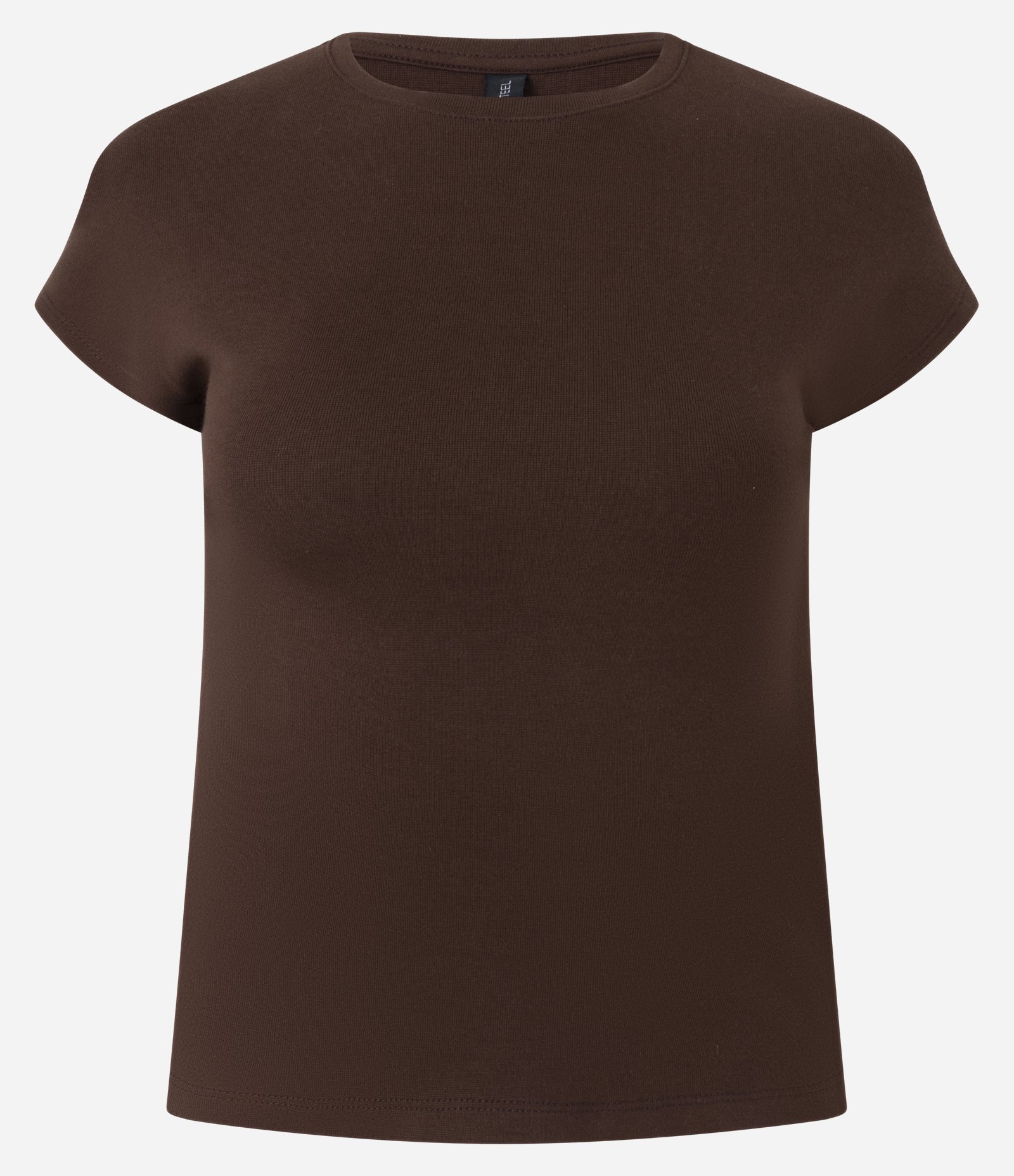 Blusa Básica em Ribana com Ombro Caído Marrom 5