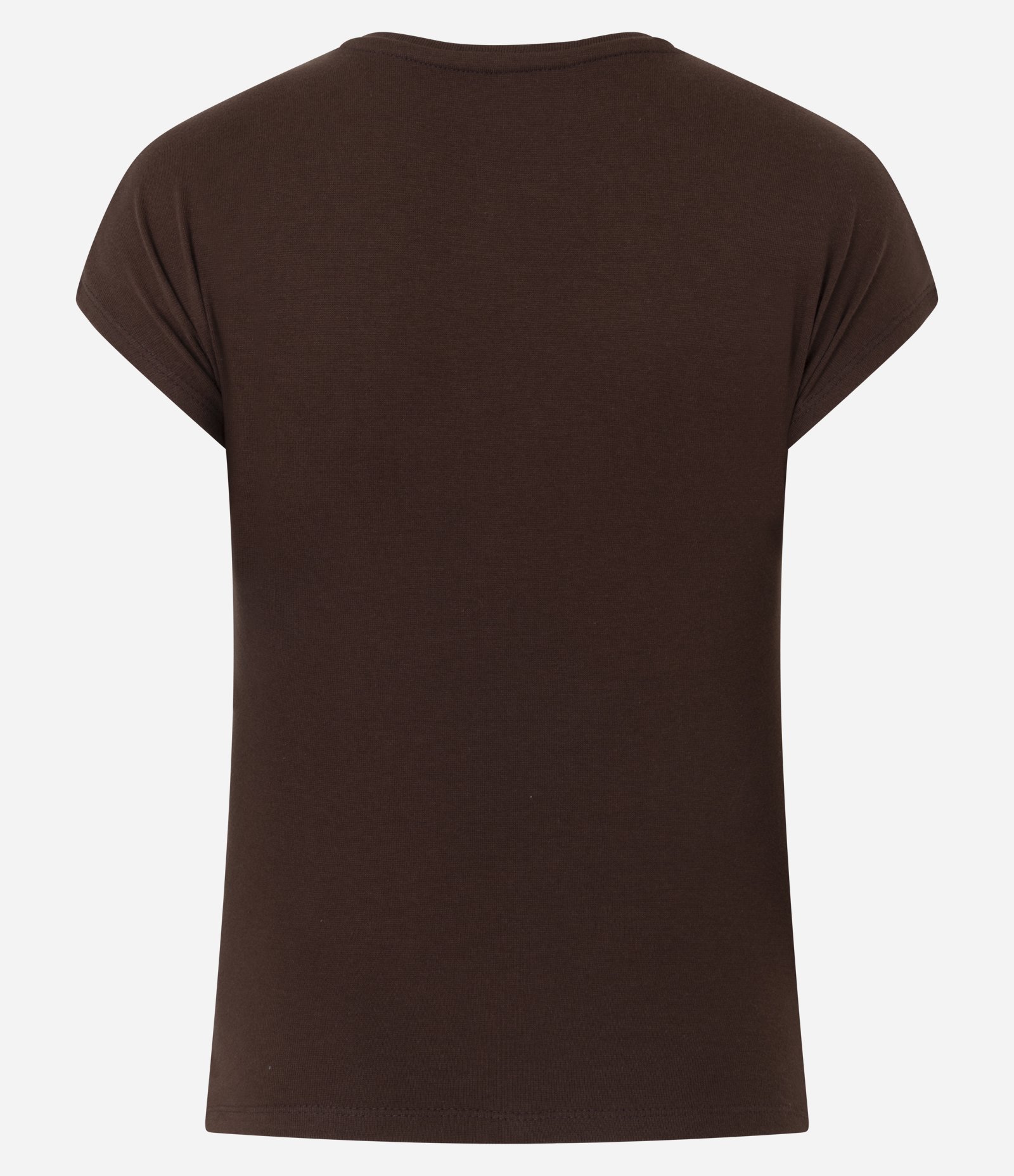 Blusa Básica em Ribana com Ombro Caído Marrom 6