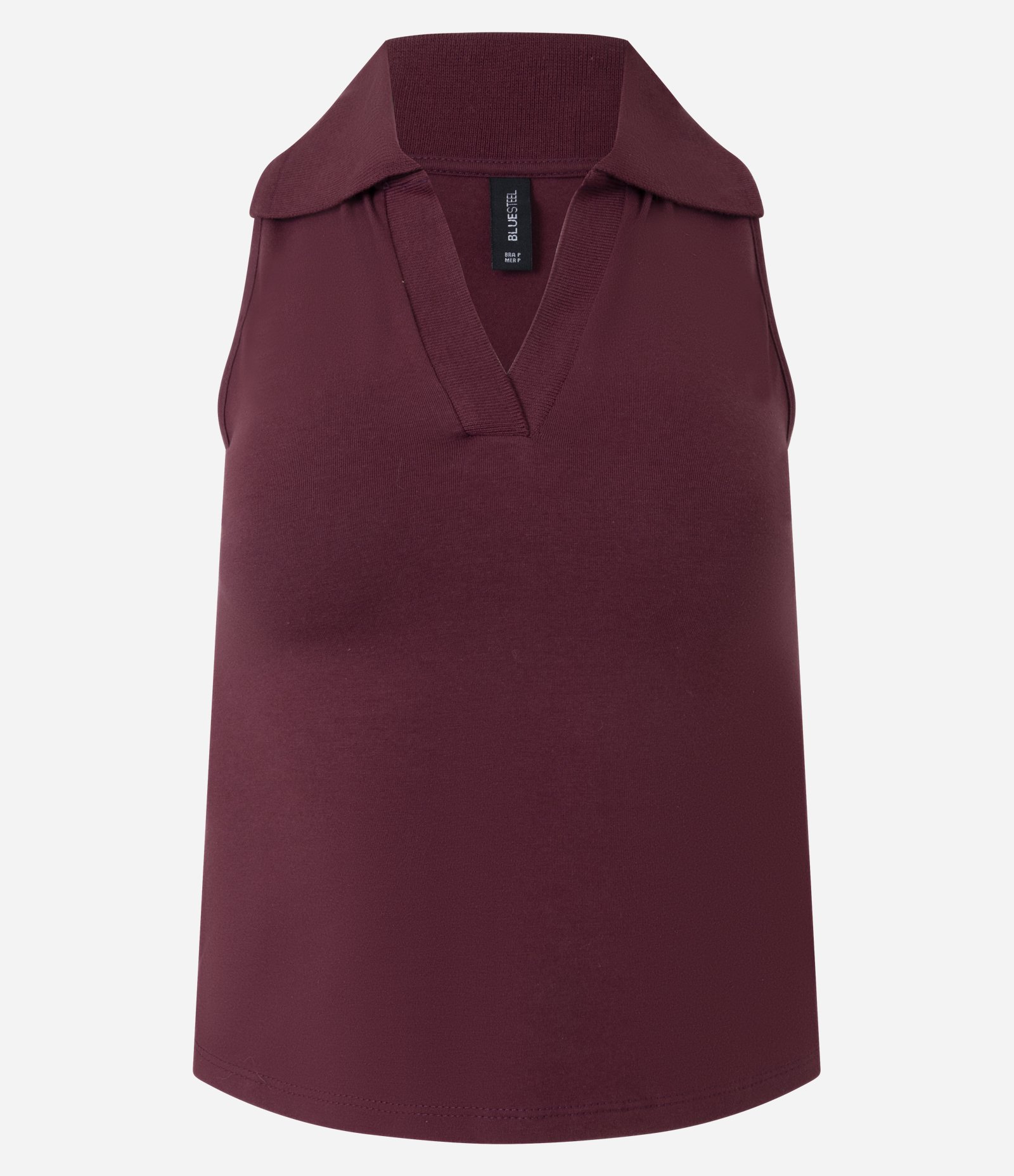 Blusa Polo em Decote V Sem Mangas Vinho 5