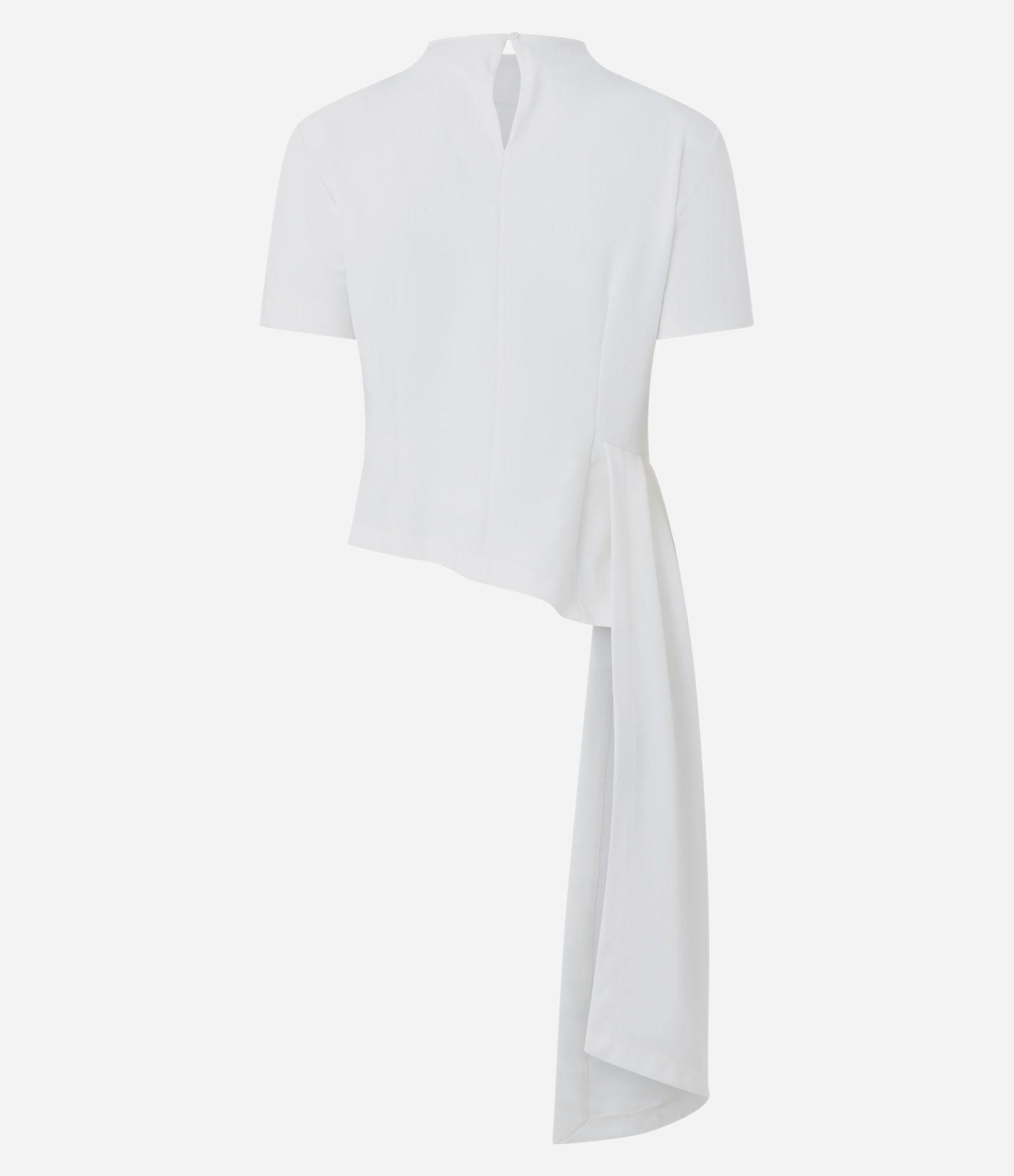 Blusa Assimétrica em Ponto Roma com Ombreiras e Gola Alta Branco 2
