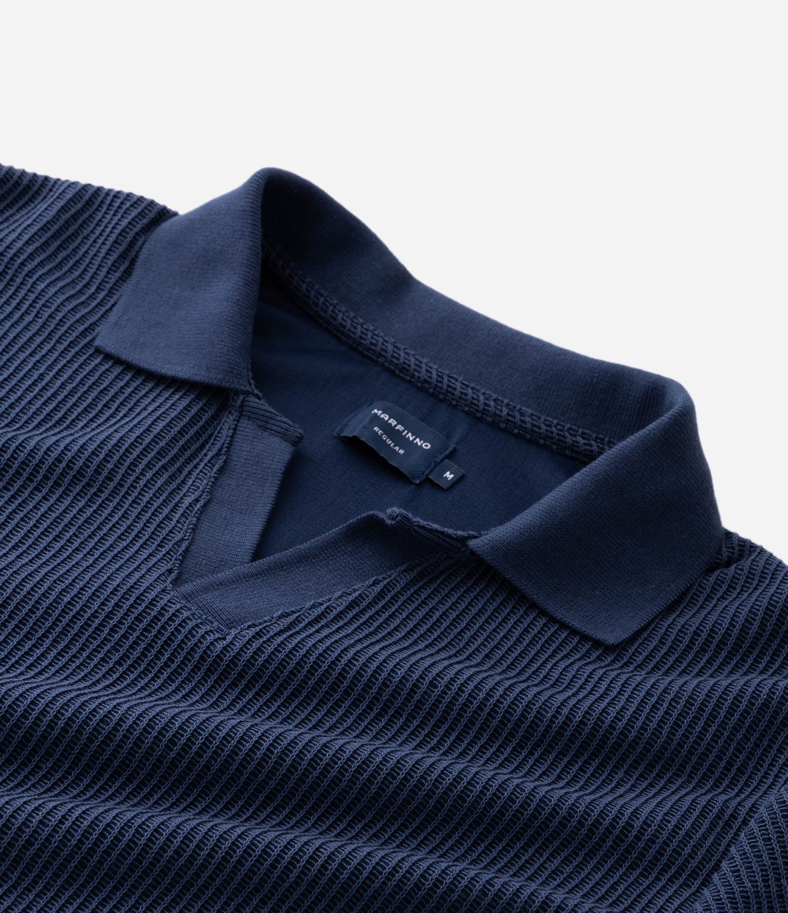 Camisa Polo Regular em Algodão com Textura Azul 6