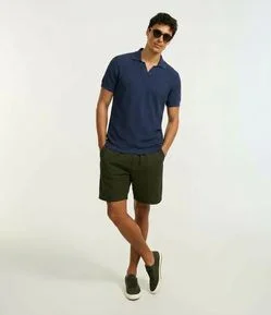 Camisa Polo Regular em Algodão com Textura