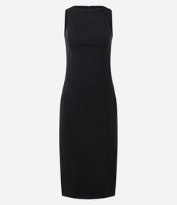 Vestido Midi em Bengaline com Fenda Traseira