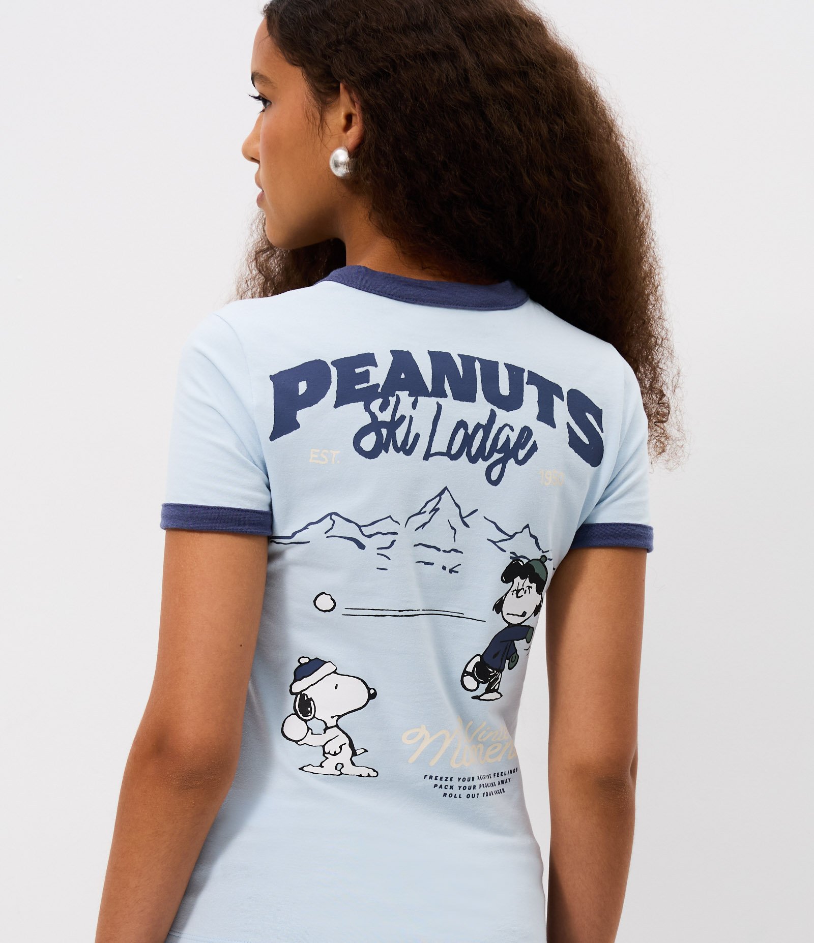Camiseta Manga Curta Snoopy com Detalhes Contrastantes Azul 4