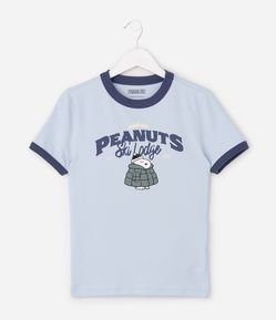 Camiseta Manga Curta Snoopy com Detalhes Contrastantes