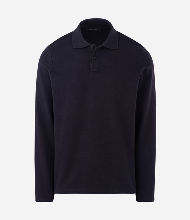 Camiseta Manga Longa Polo Texturizada Ottoman Preto