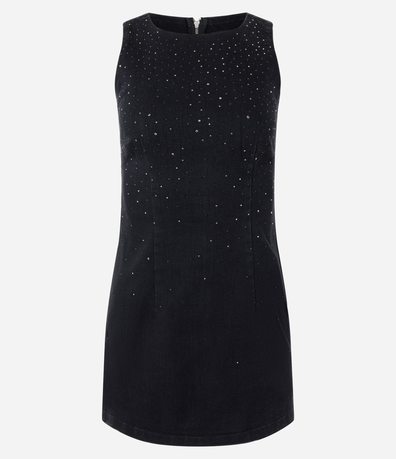 Vestido Jeans com Aplicação de Brilhos Preto 1