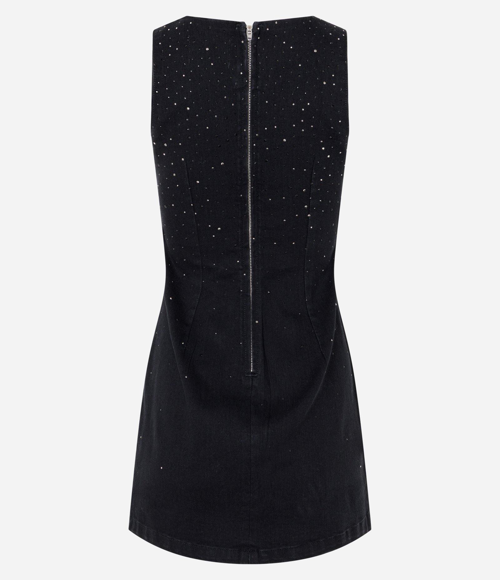 Vestido Jeans com Aplicação de Brilhos Preto 3