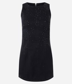 Vestido Jeans com Aplicação de Brilhos