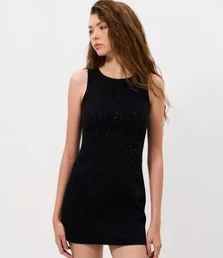 Vestido Jeans com Aplicação de Brilhos