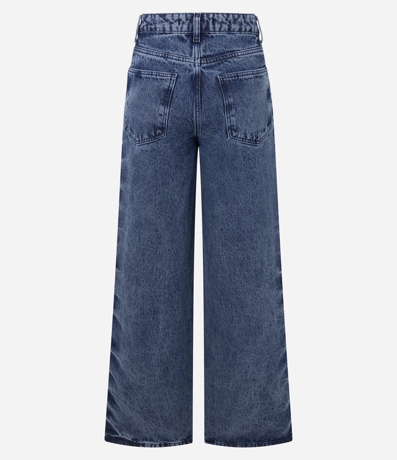 Calça Wide em Jeans com Tachas Laterais e Cintura Média Azul 3