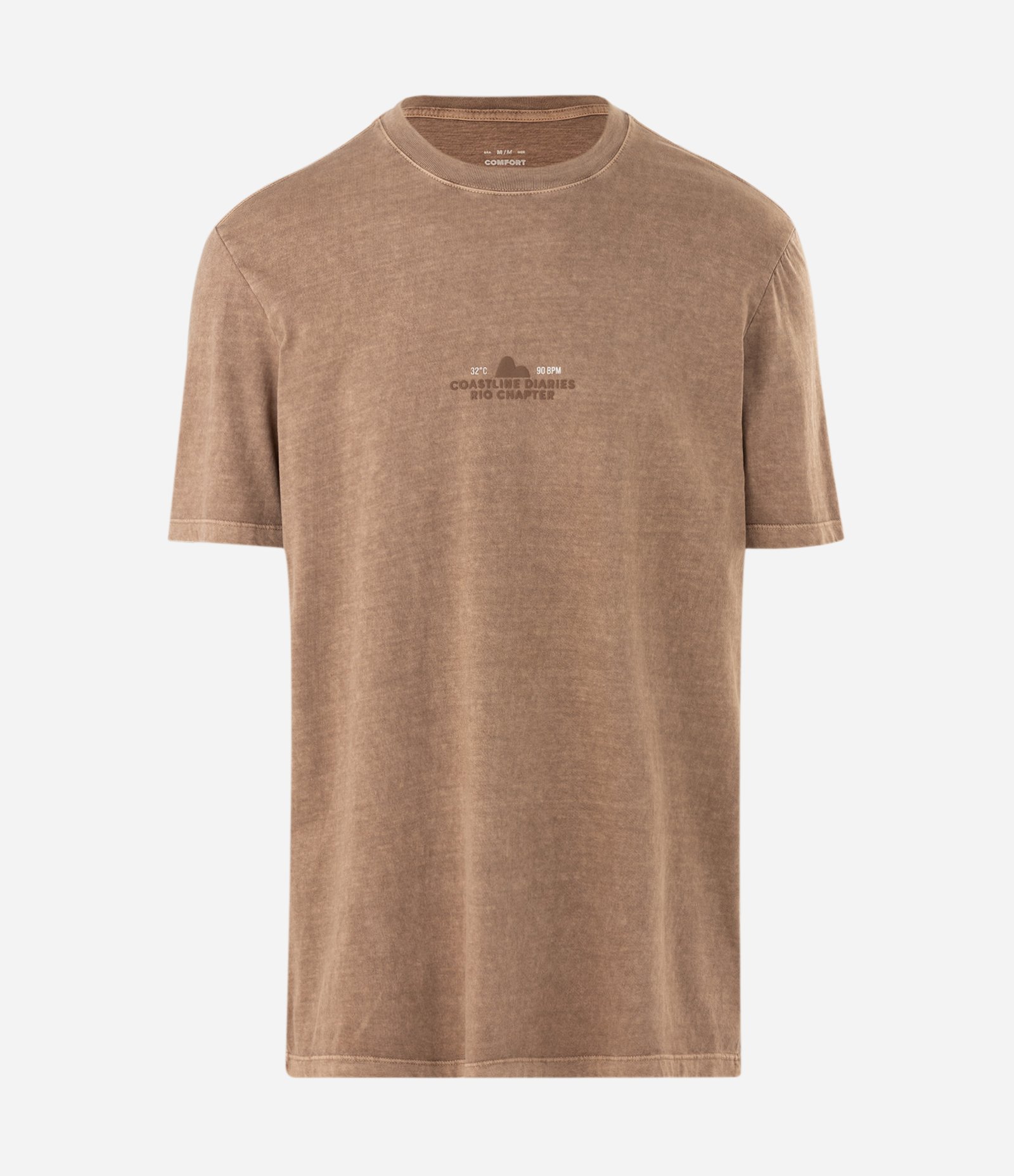 Camiseta Comfort Manga Curta em Algodão com Lettering State of Mind Marrom 5