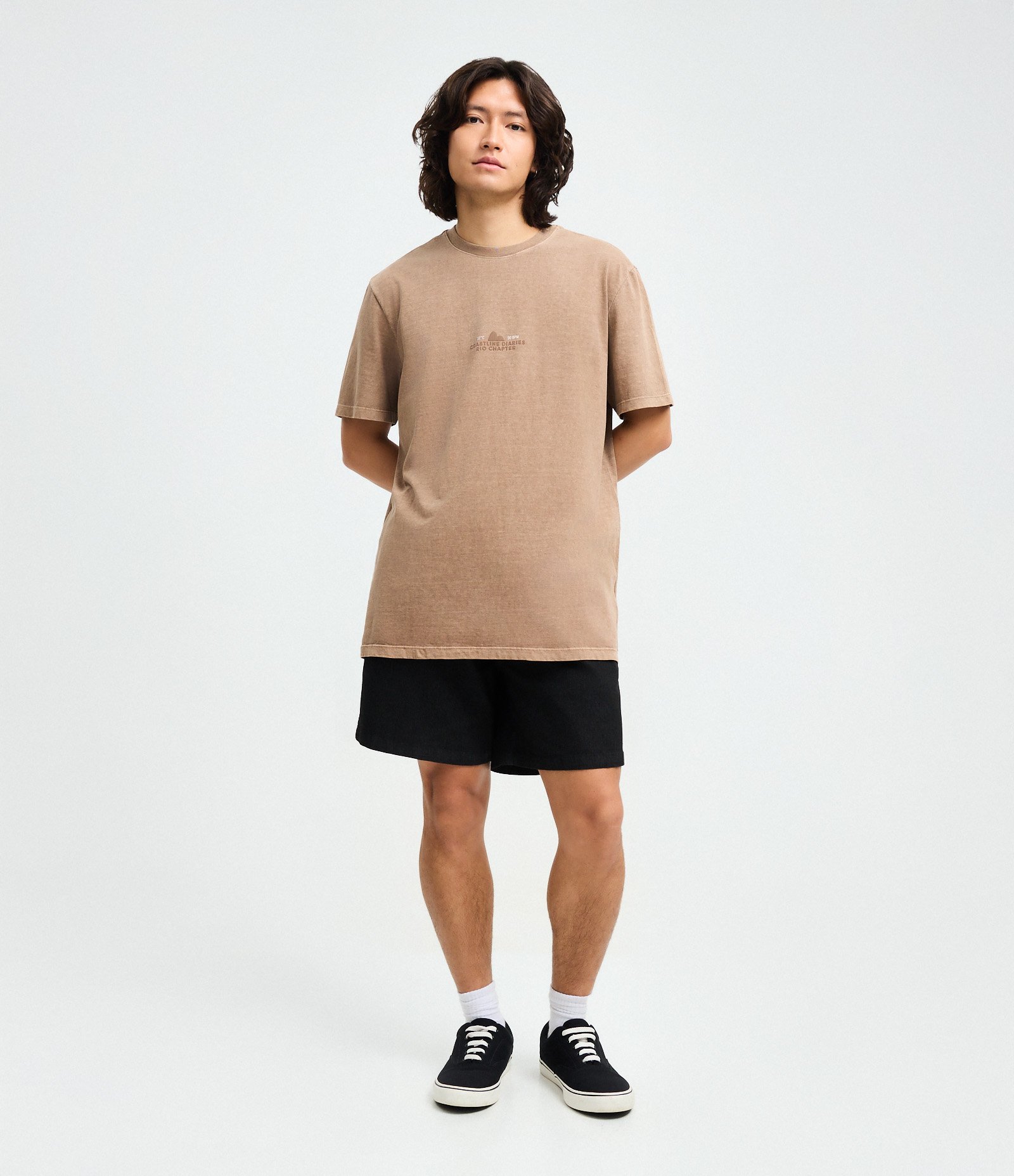 Camiseta Comfort Manga Curta em Algodão com Lettering State of Mind Marrom 2