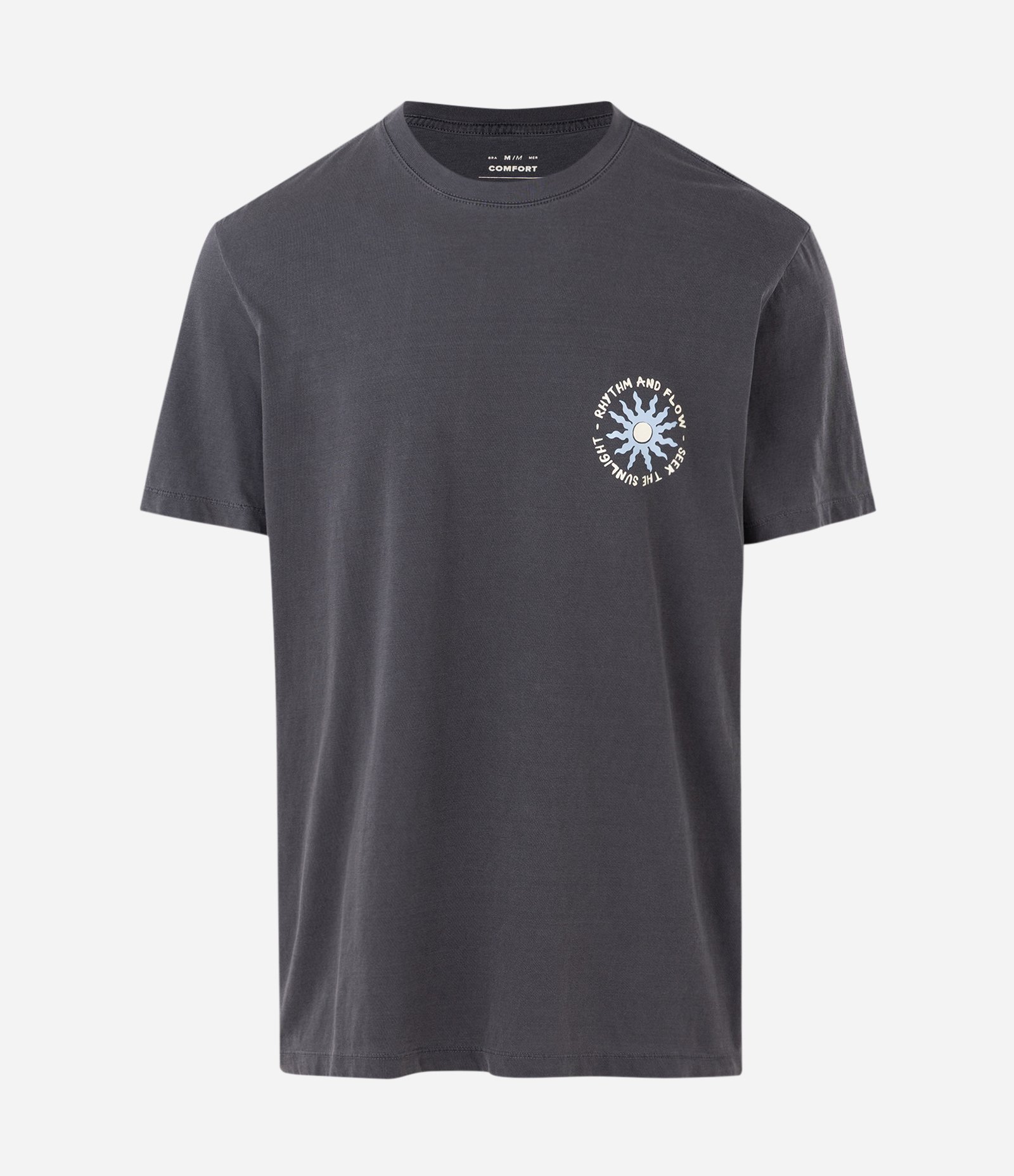 Camiseta Comfort em Algodão com Lettering e Estampa Estonada Preto 5