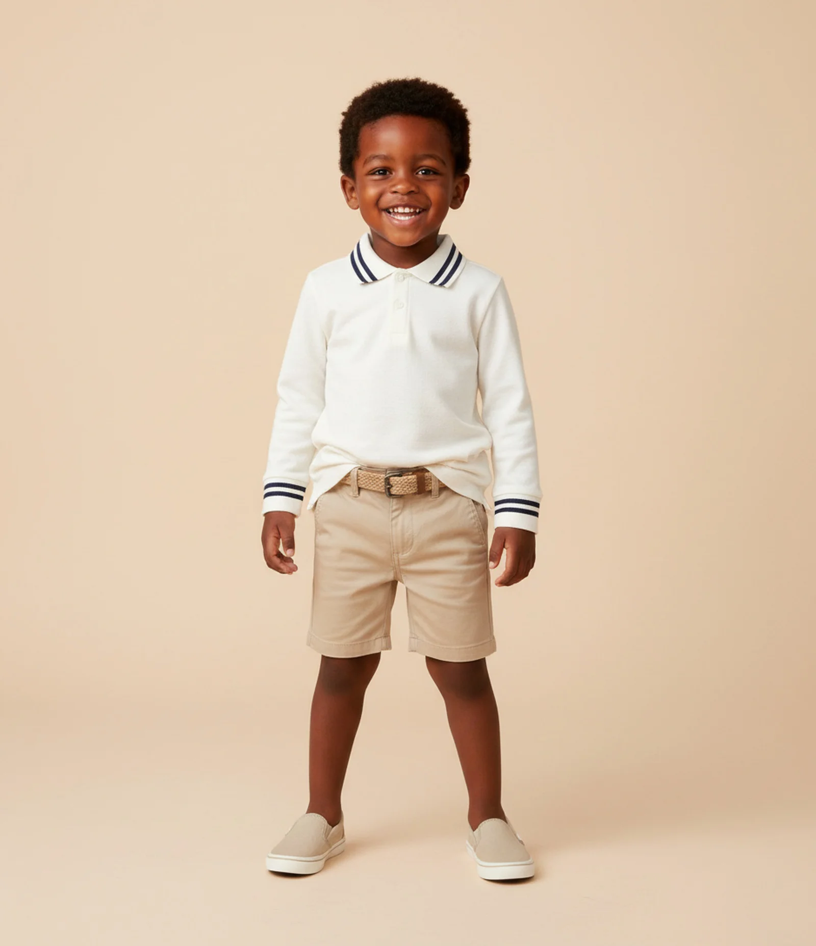 Camisa Infantil em Malha Waffle com Gola Polo – Tam 1 a 5/6 Anos Off White 1