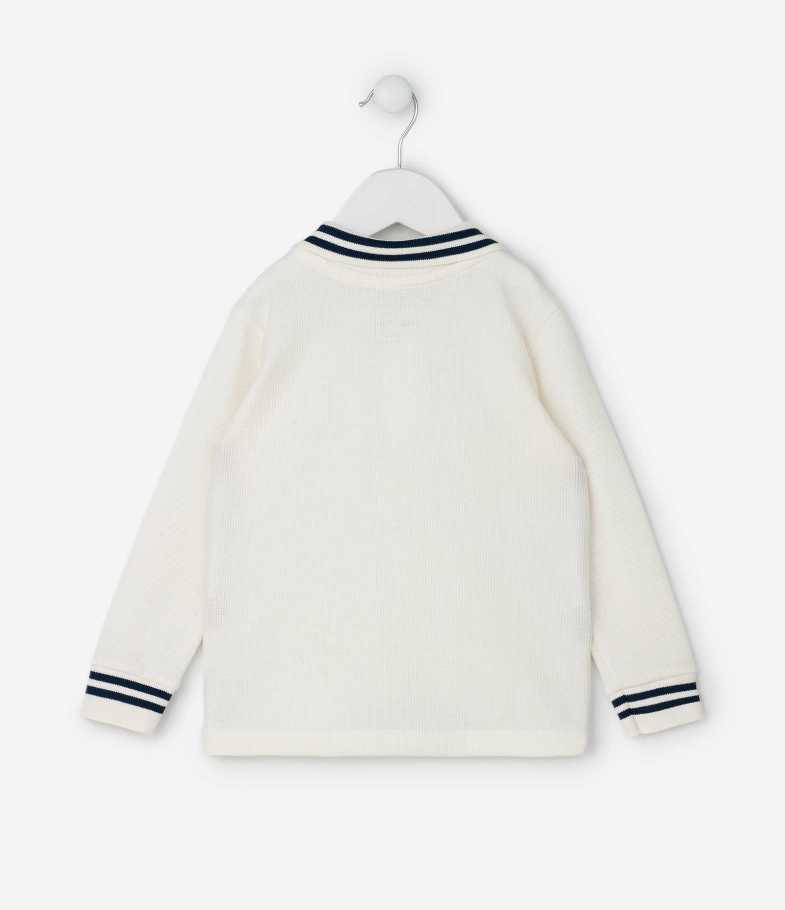 Camisa Infantil em Malha Waffle com Gola Polo – Tam 1 a 5/6 Anos Off White 3
