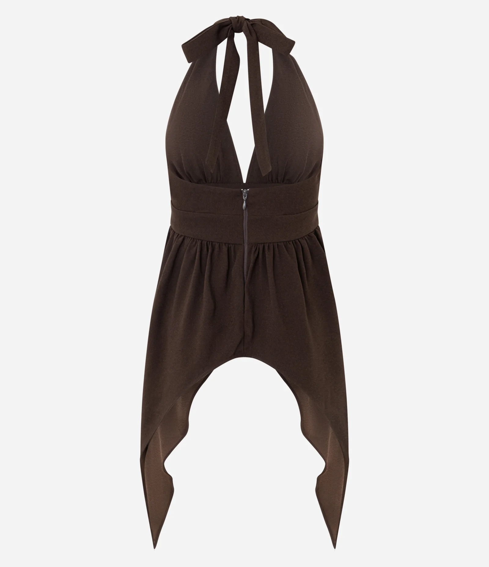 Blusa Frente Única com Barra Assimétrica Marrom 6