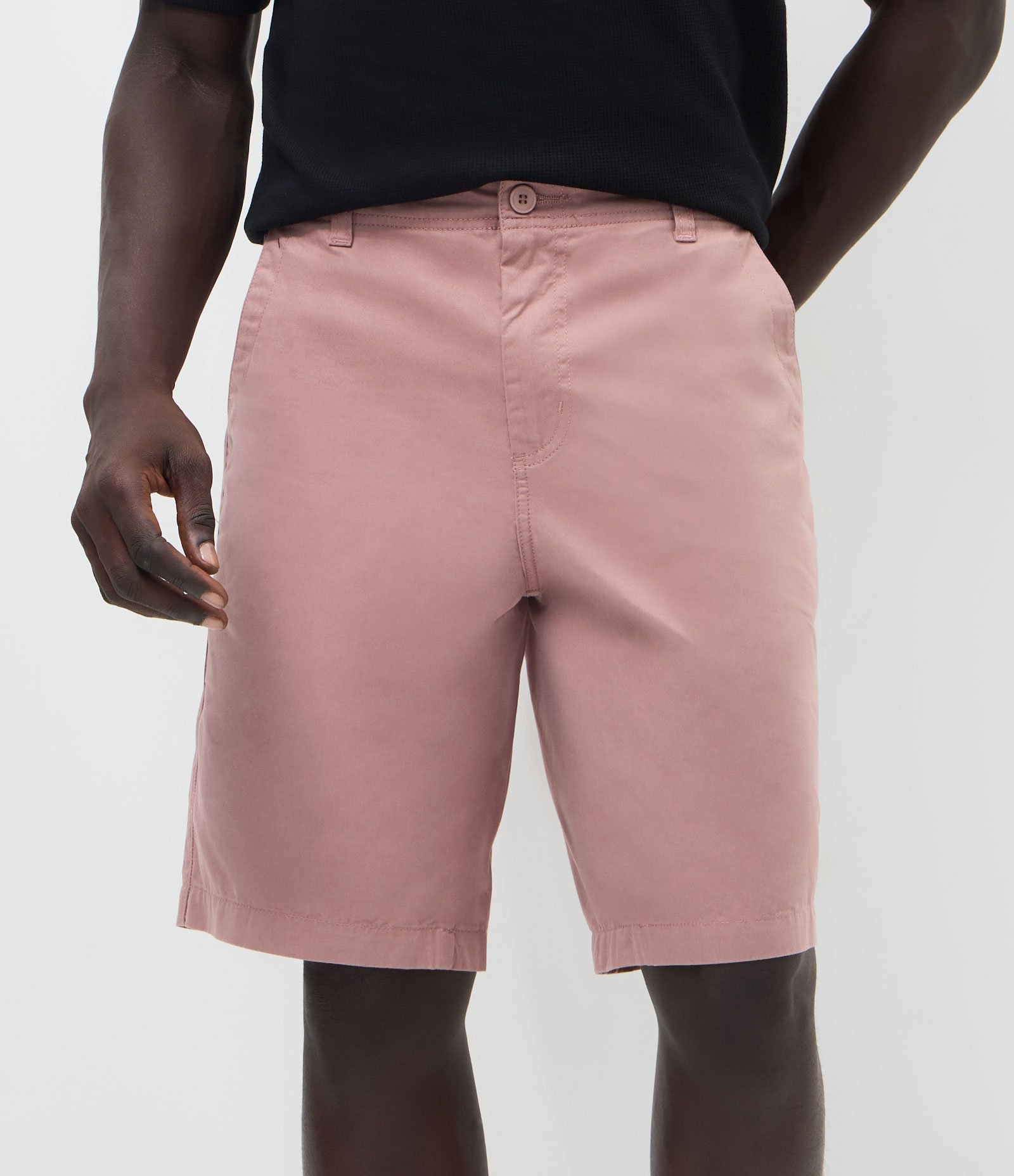 Bermuda em Sarja com Cós Passante e Bolsos Rosa 2