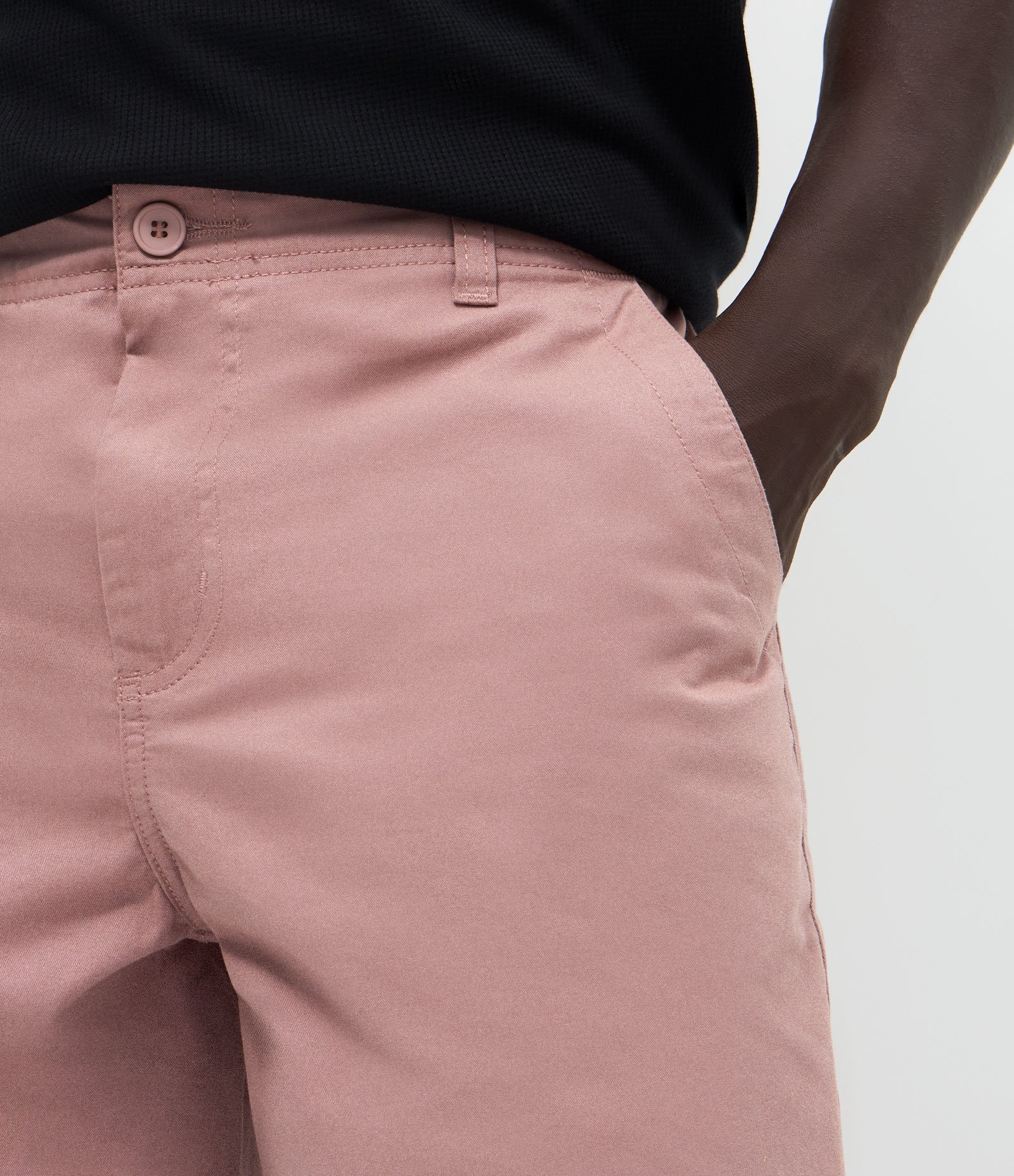 Bermuda em Sarja com Cós Passante e Bolsos Rosa 3