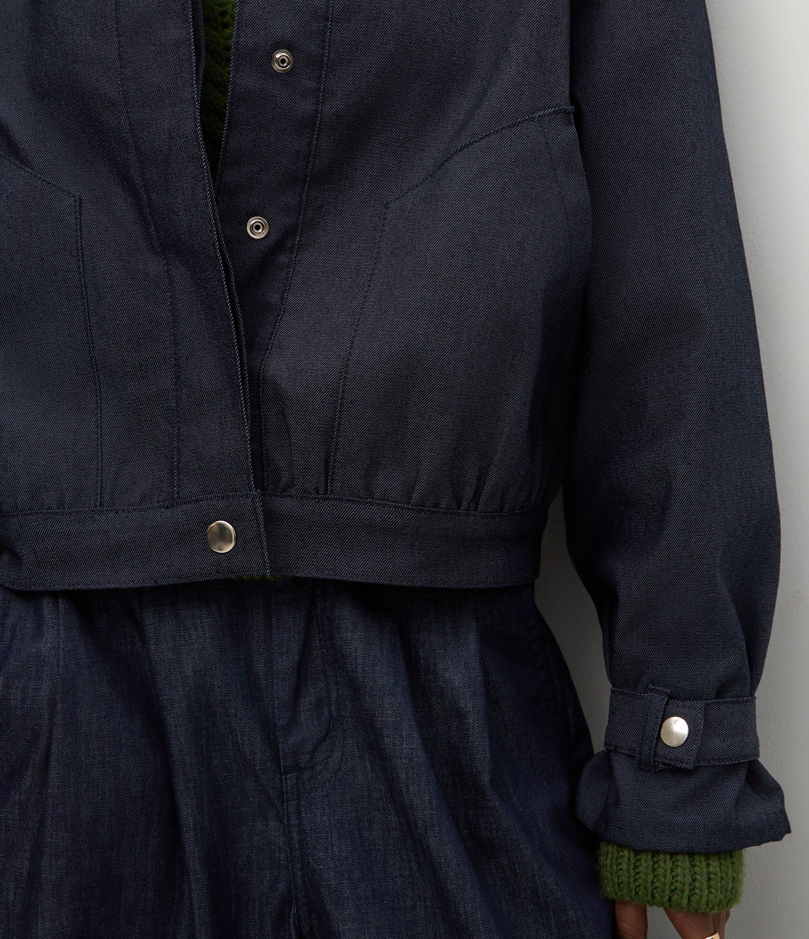 Jaqueta Bomber em Jeans com Bolsos Azul 3