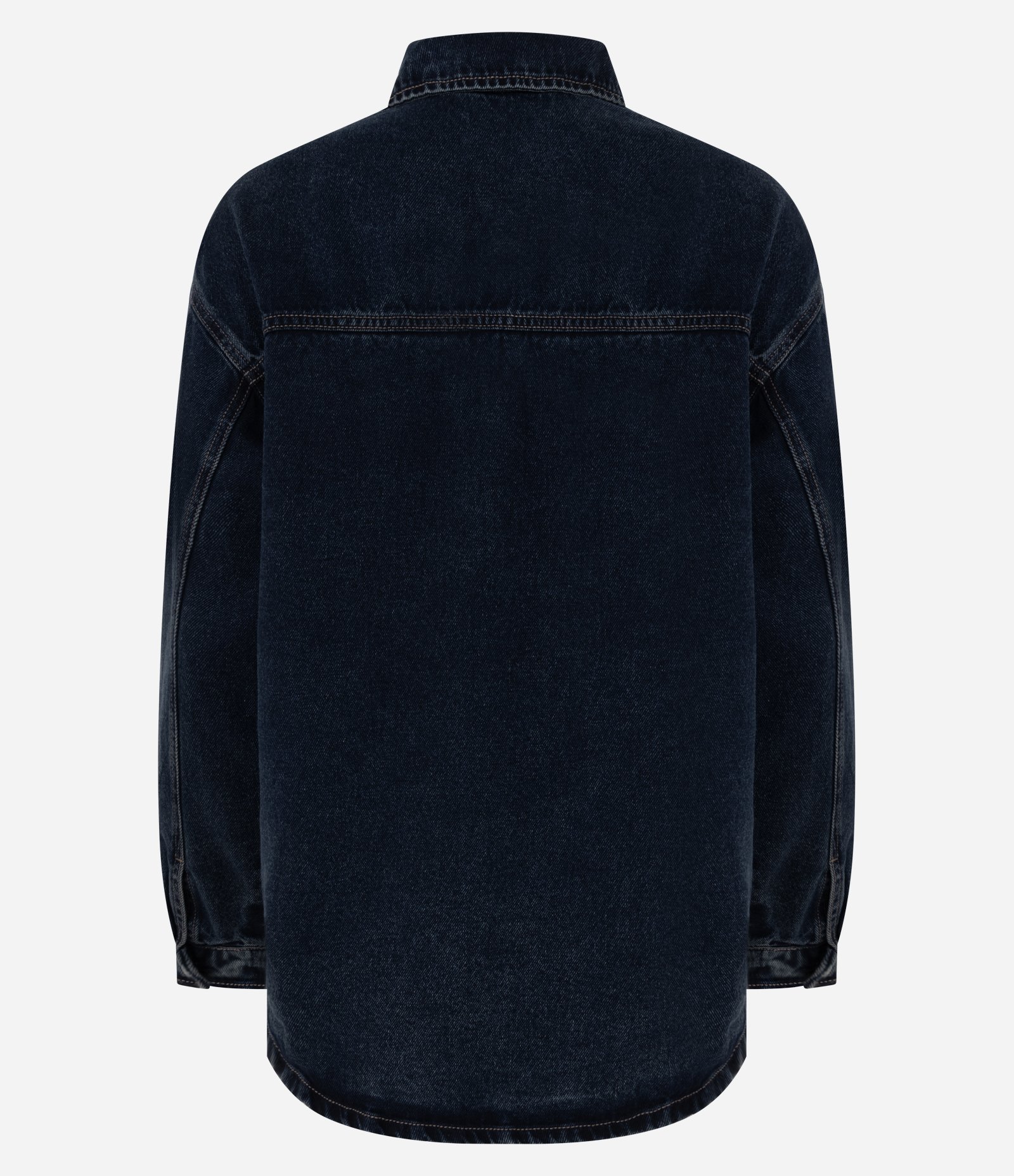 Jaqueta Overshirt em Jeans com Bolsos Frontais Azul Escuro 2