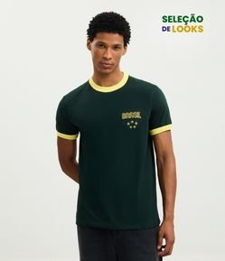 Camiseta Esportiva em Algodão com Bordado Brasil