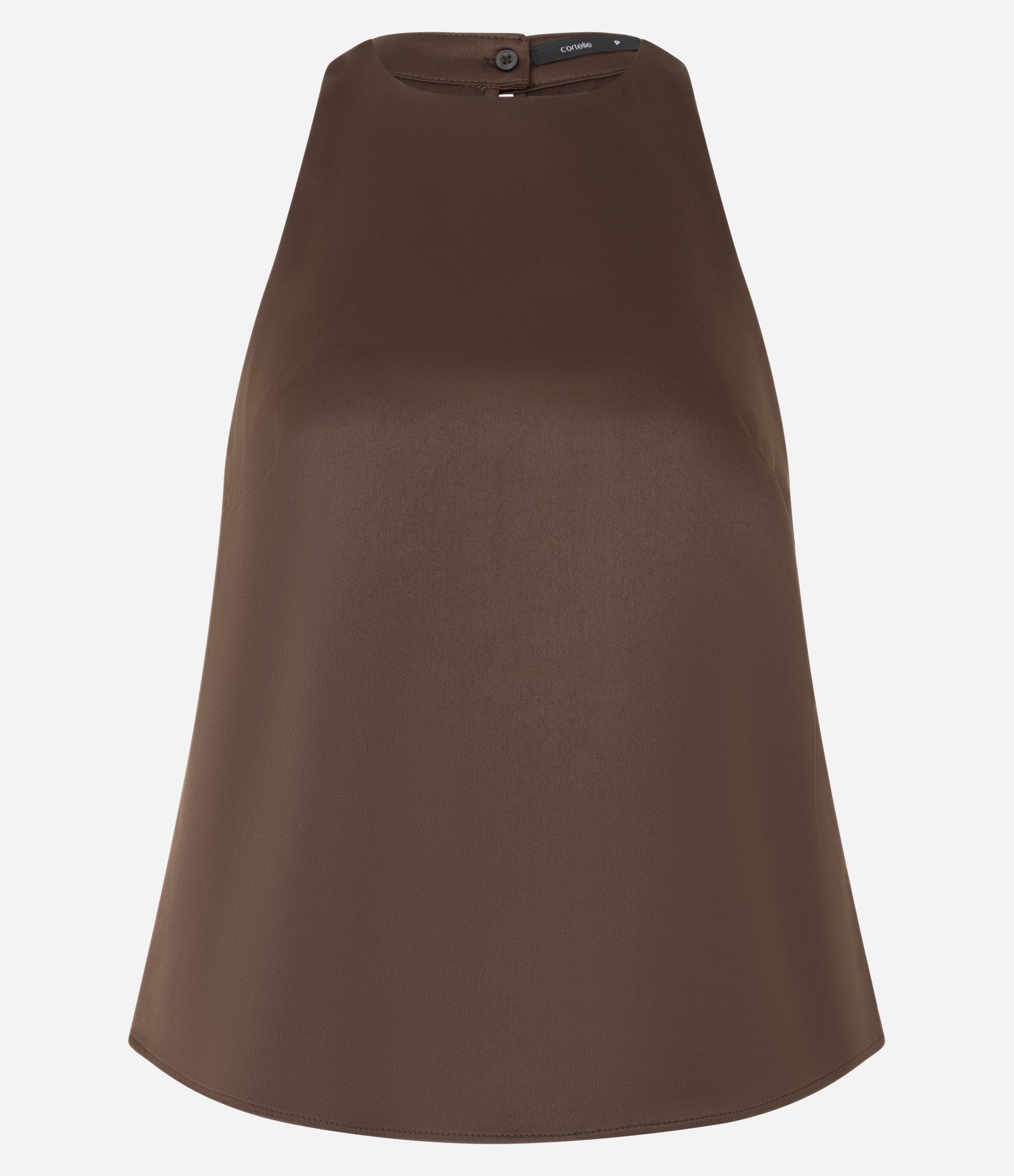 Blusa Acetinada com Decote Halter Marrom 5