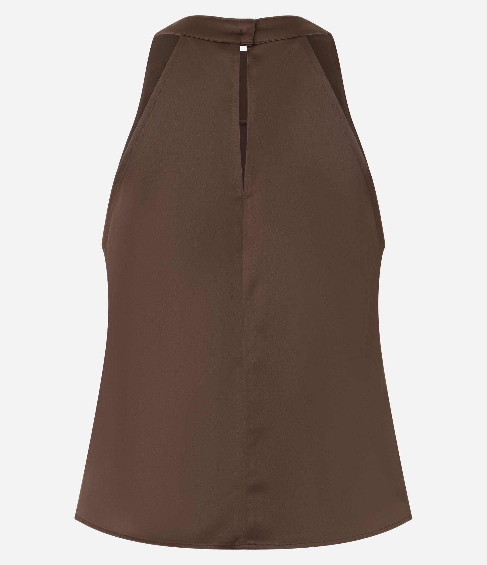 Blusa Acetinada com Decote Halter Marrom 6