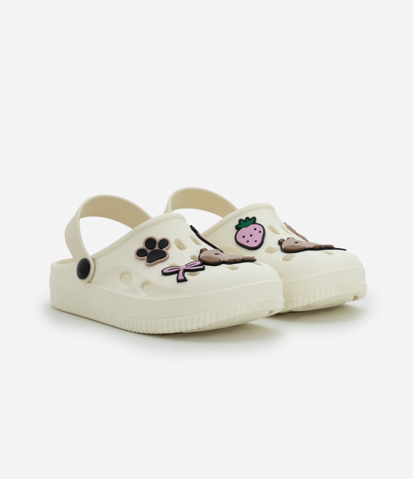 Sandália Infantil com Apliques Capivara e Morango – Tam 28 a 35 Off White 1