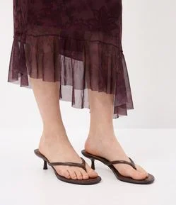 Sandália Mule em PU Kitten Heel