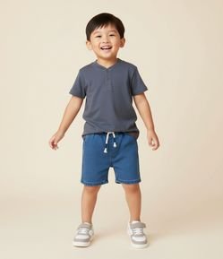 Camiseta Infantil Henley Texturizada – Tam 1 a 5/6 Anos