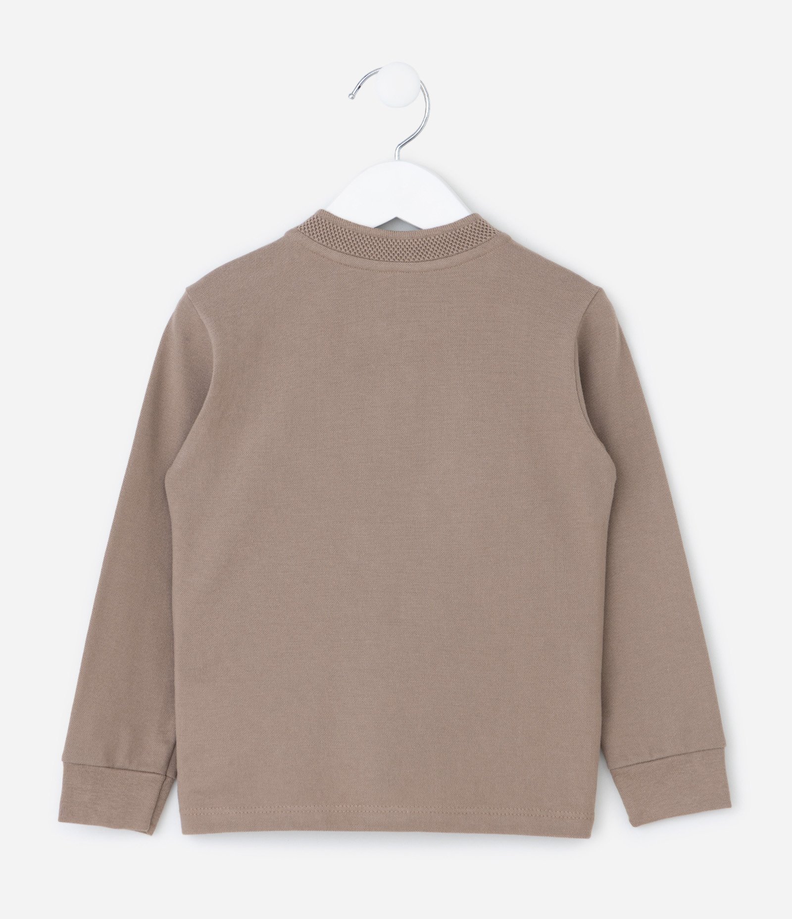 Camiseta Infantil Henley Texturizada – Tam 1 a 5/6 Anos Bege 3