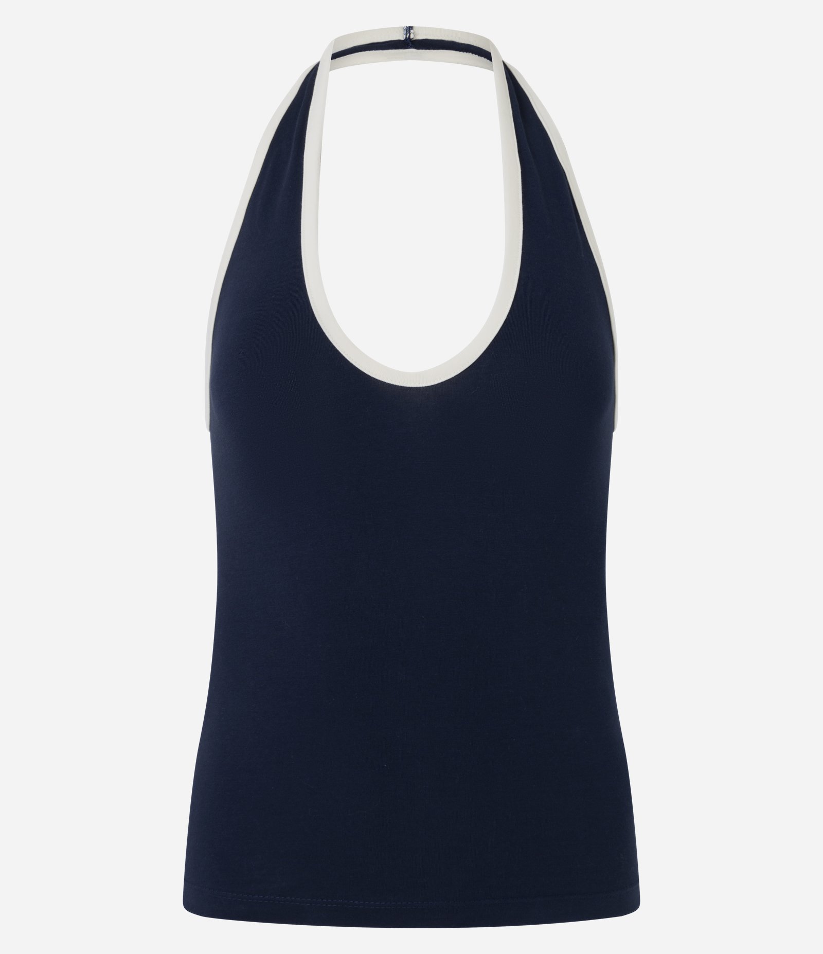 Blusa Frente Única em Ponto Roma com Contraste Azul 5