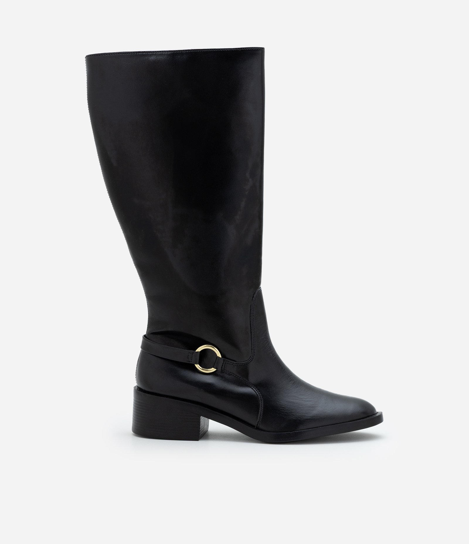 Bota Hípica em PU com Bico Quadrado Preto 1