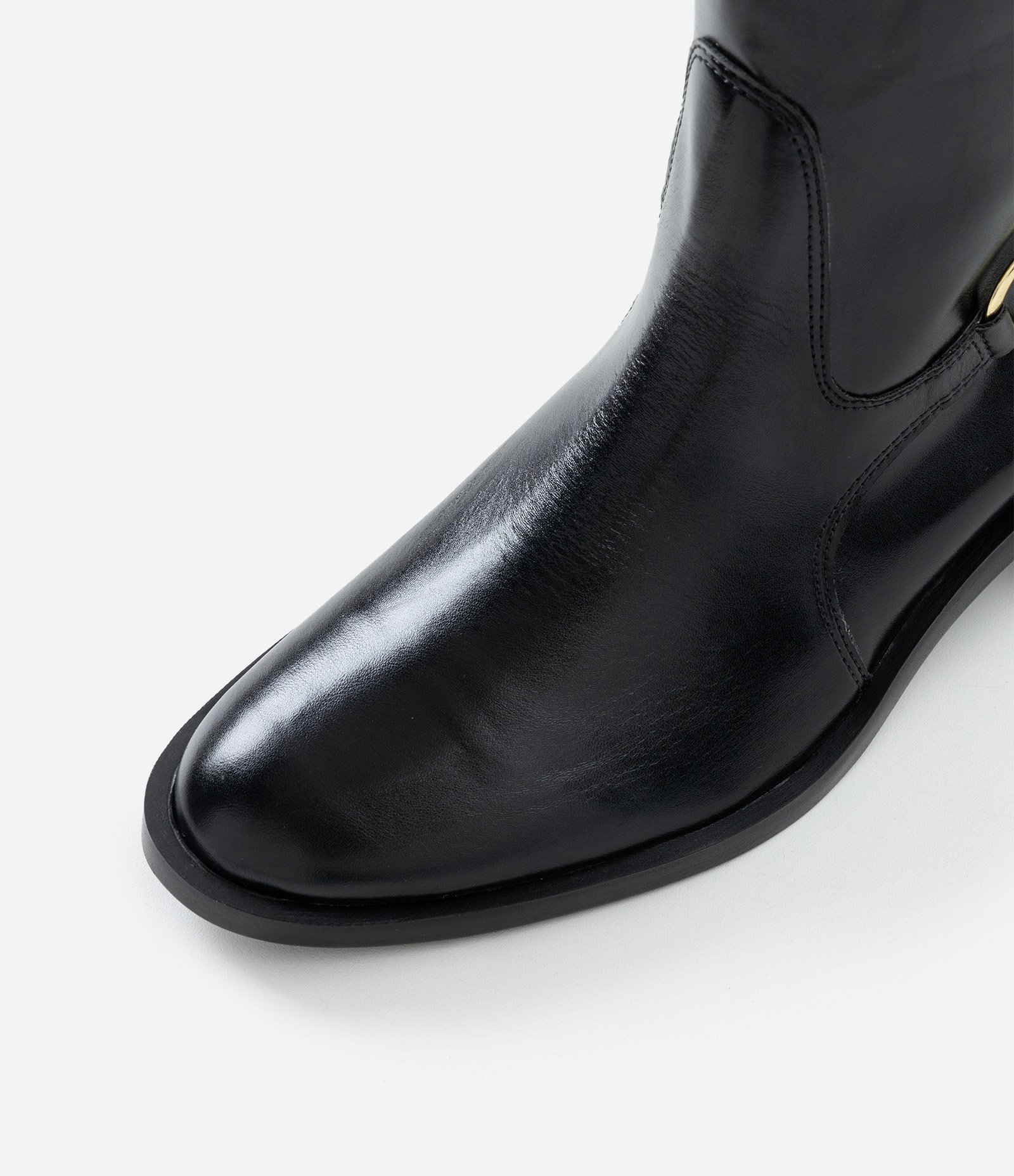 Bota Hípica em PU com Bico Quadrado Preto 4
