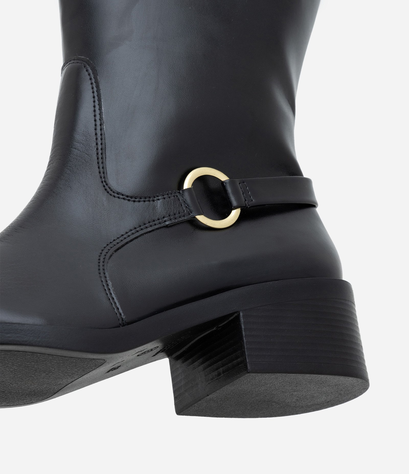 Bota Hípica em PU com Bico Quadrado Preto 6