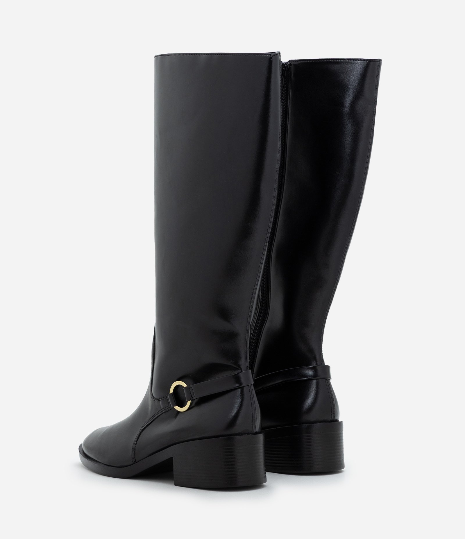 Bota Hípica em PU com Bico Quadrado Preto 7