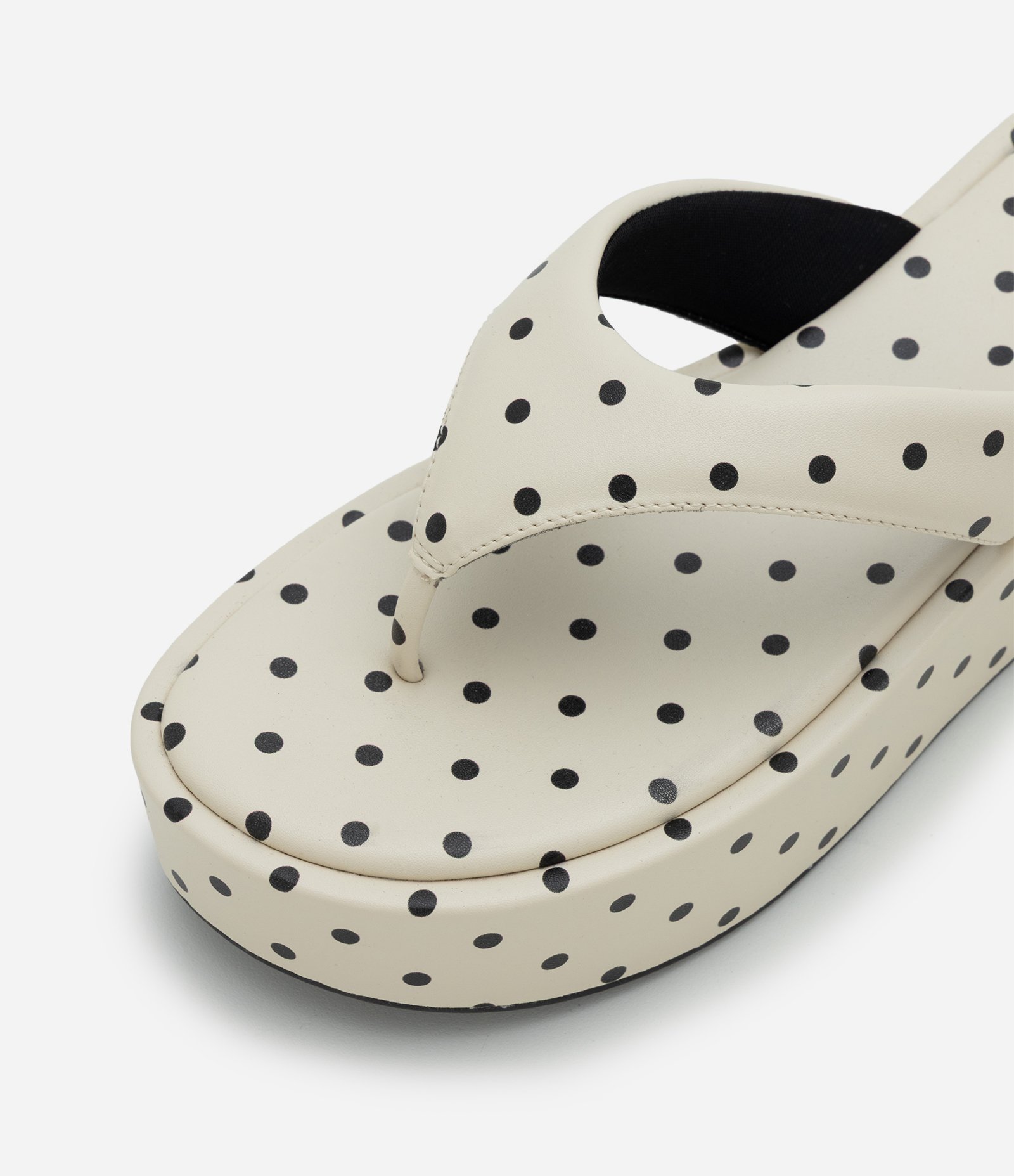 Sandália Flatform em PU com Estampa Poá Off White 4