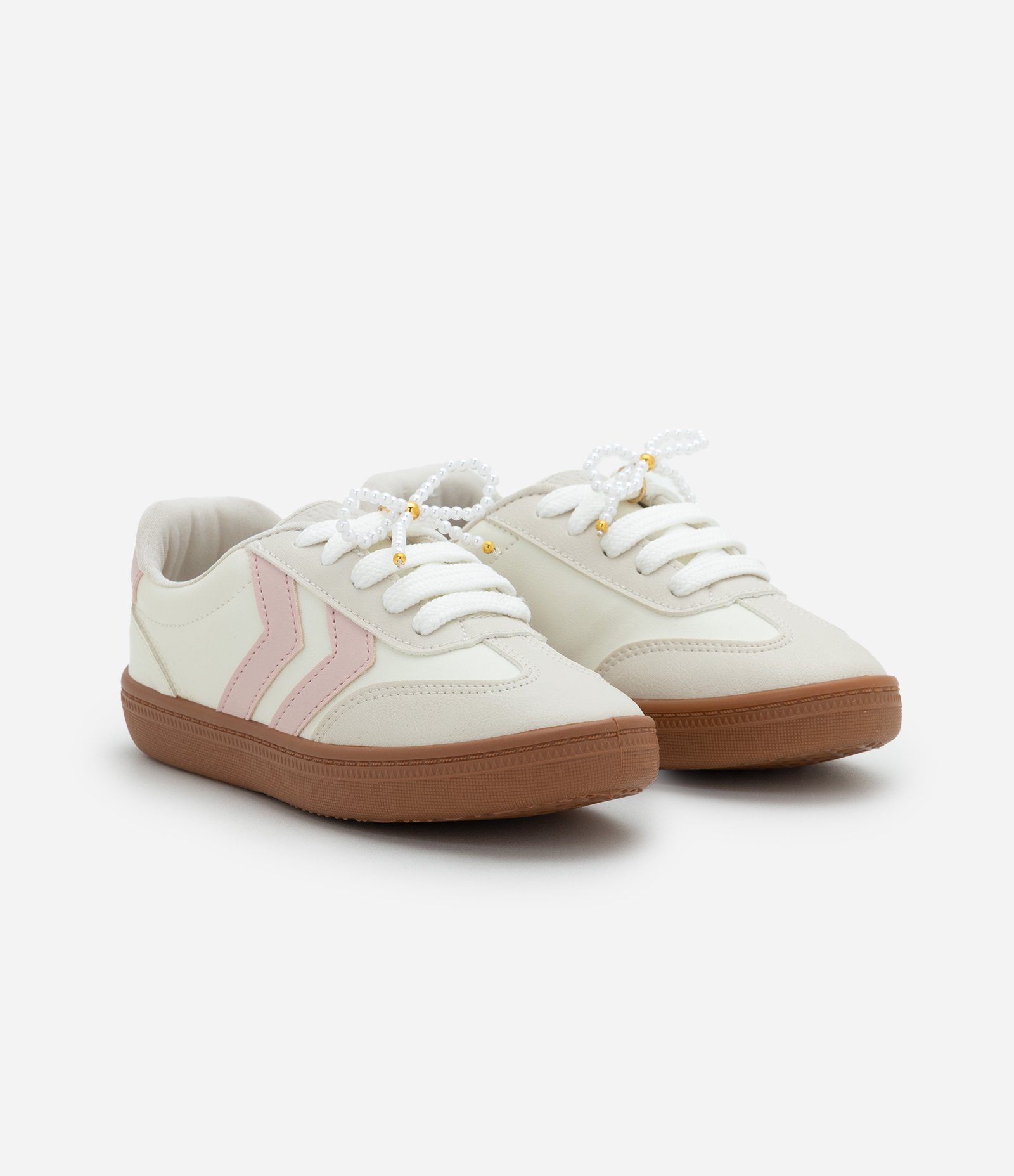 Tênis Infantil com Recortes e Laço – Tam 28 a 34 Off White 1